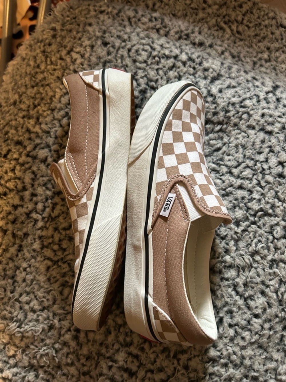 Vans  Checkerboard Slip-On Sneakers - Brown & White - Picture 2 of 4